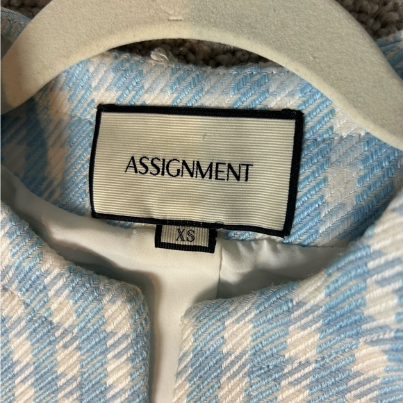 Assignment Revolve Chloe Blue Gingham Suit Set (Blazer and Pants) - Picture 2 of 6